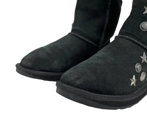 Australia Luxe Angel Classic Short Black Studded Sheepskin Fur Women Boot US 6