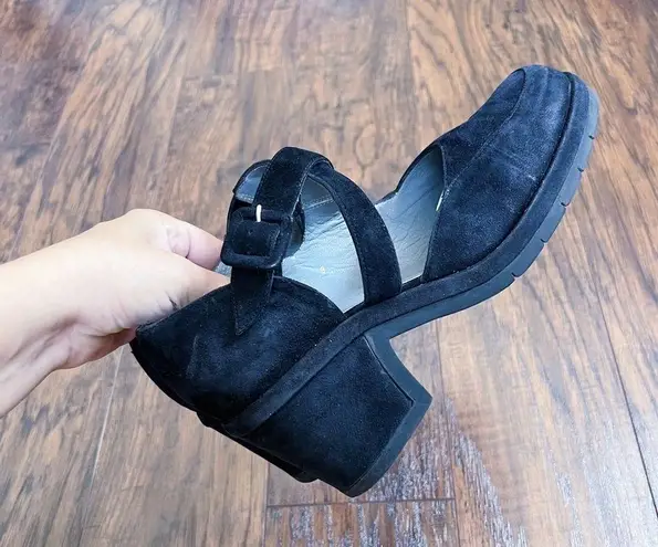 Stephane Kelian • black platform shoes criss cross strap mary jane chunky suede Size 8