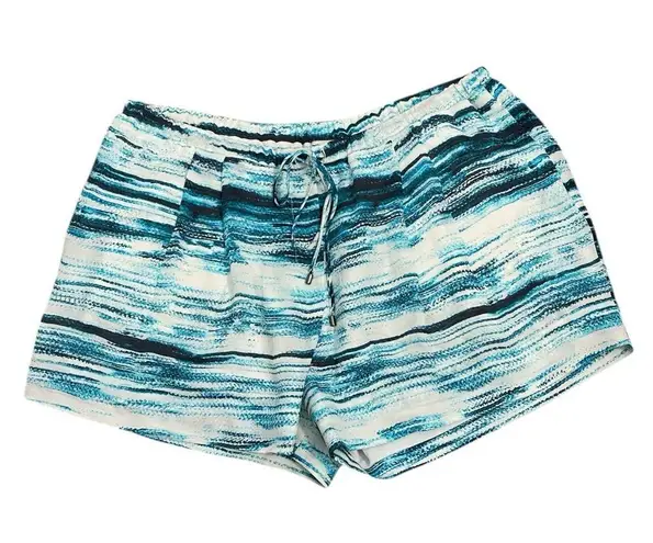 Haute Hippie Blue and White Drawstring Silk Dress Shorts Lined with Pockets Boho