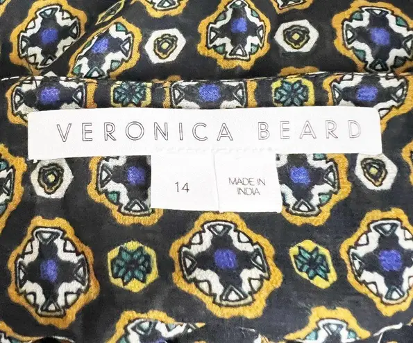 Veronica Beard Lowell Token Print Pattern Semi Sheer Lightweight Chiffon Blouse