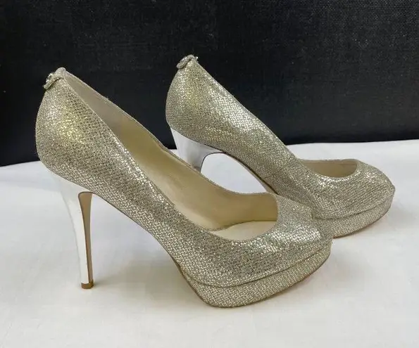 Michael Kors  Women's Silver Shoes/ Heels 4.75" Peep toe Size 9M SKU 4233