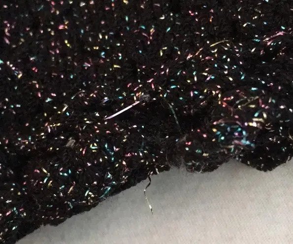 Vintage black and rainbow sparkle knit and crochet black cardigan size L Size L