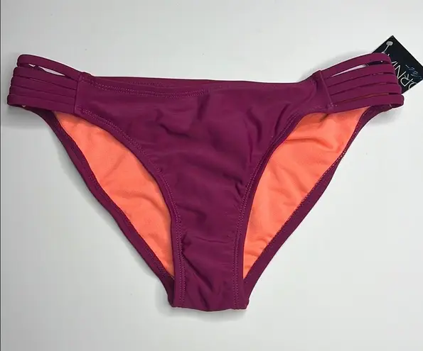 California Waves Wine Hypnotic Optic Strappy Hipster Bikini Bottoms. Size S