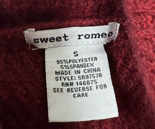 Sweet Romeo Sweater Women’s Size Small Red Abstract Rib Turtleneck Tunic NWOT
