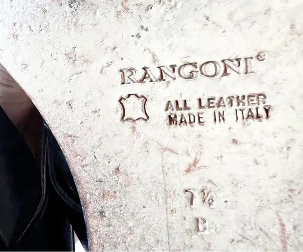 Rangoni Dalma Black Napa Leather Sandals Floral Mini Wedge Women’s Size 7.5 $170