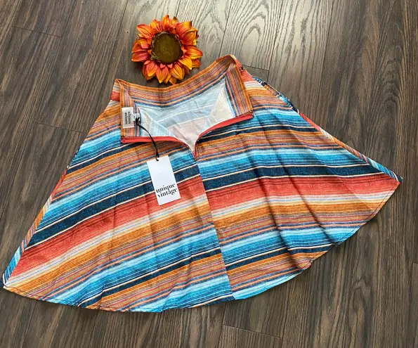 Unique Vintage NWT Serape Stripe Briella Flare Skirt SMALL