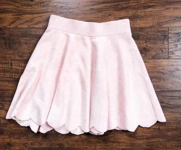 Ronny Kobo • Vidette Scalloped Skirt pink velour skater mini full flared ballet