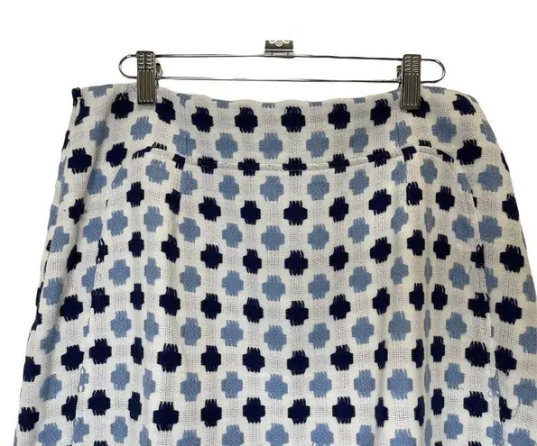 Boden Women's White with Light and Dark Blue Patterned Tweed Lined Skirt Size 8L