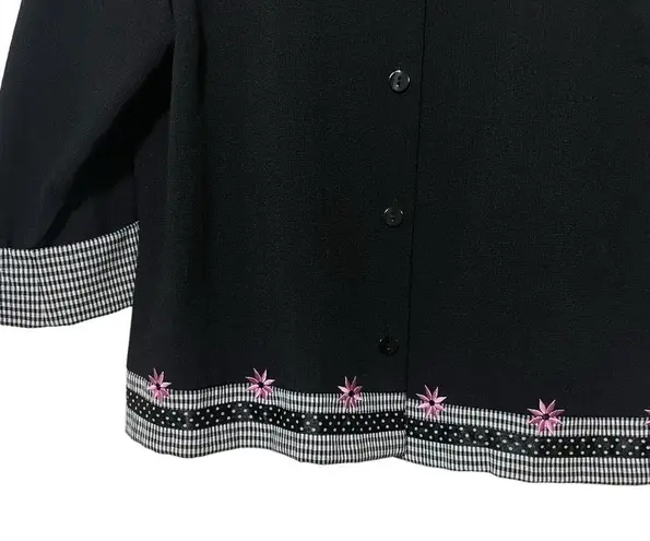 Fashion Bug Vintage Embroidered Floral Blazer in Black/White/Pink Size MP