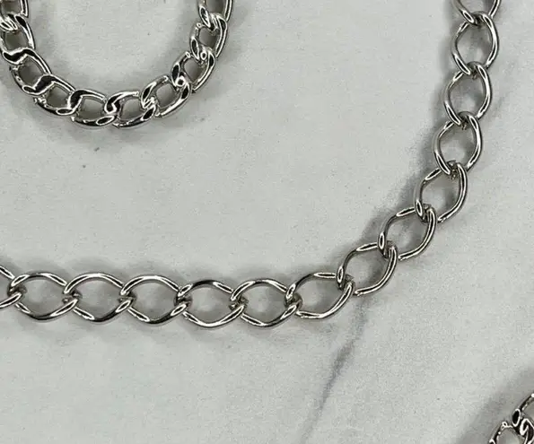 Silver Tone Open Circle Hoop Metal Chain Link Belt Y2K Festival ✨