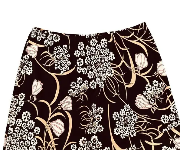 Vintage Y2K 90s BCBG Midi Skirt Black Neutral Floral Medium Boho Festival Retro