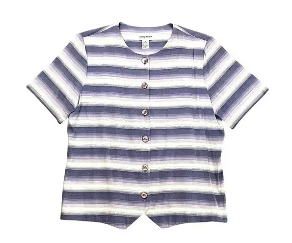 Alfred Dunner Size 16 Lavender Stripe Button Blouse Cottagecore Soft Grunge Rayo Purple