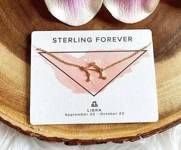 NWT Sterling Forever Libra Necklace Gold