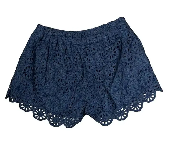 THML Crochet Lace Floral Shorts Pull On Navy Blue 100% Cotton Women Size Medium