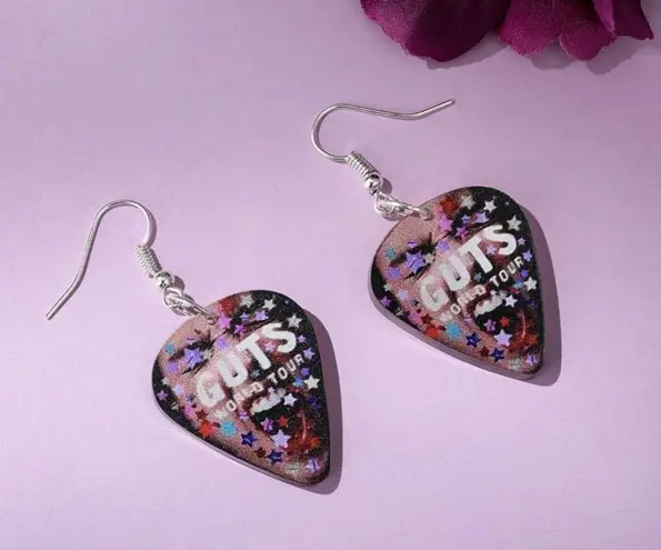 Olivia Rodrigo Guts World Tour Guitar Pick Inspired Earrings Purple