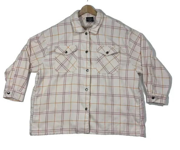 HFX Shacket Womens XXL Pink Plaid Oversized Snap Up Boxy Outdoor Casual Work