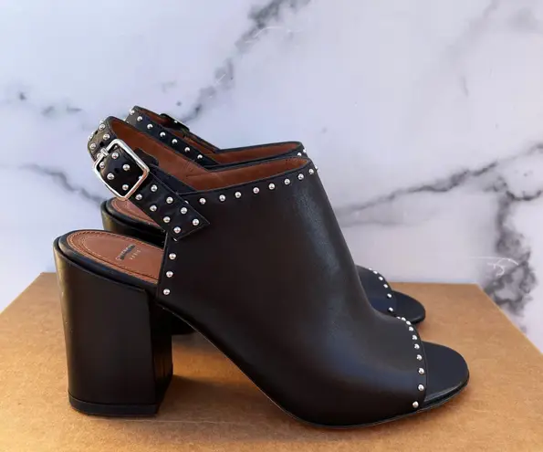 Givenchy studded black leather slingback mules slides sandal mismatched 35 36