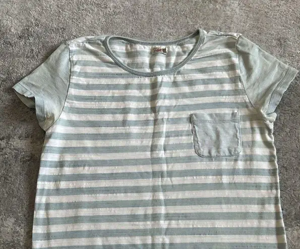 Faherty Dress Women's Small Striped Crewneck Tee Blue White Cotton *Flaws*