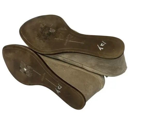 Dolce Vita Beige Stone Ankle Booties Wedge Heel Grasyn Size 7 Boho Chic Gray