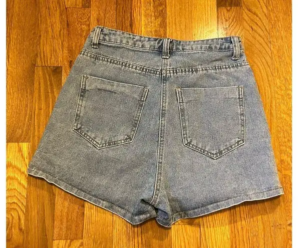 SheIn Y2K Grunge Blue Distressed Jean Denim Shorts Mini Skort Women’s Size XS