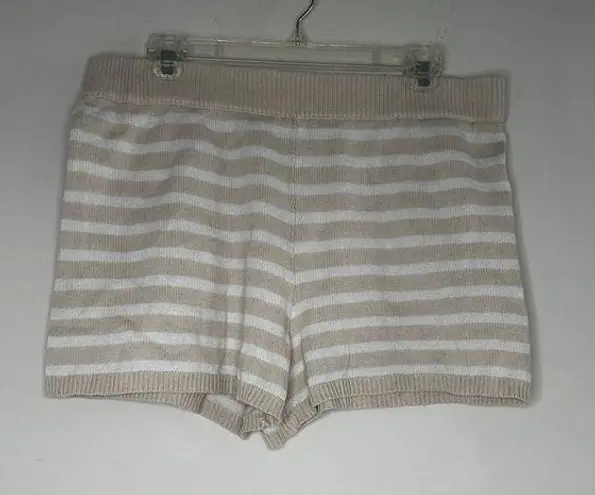 Aerie  Tan and White Striped Sweater Shorts