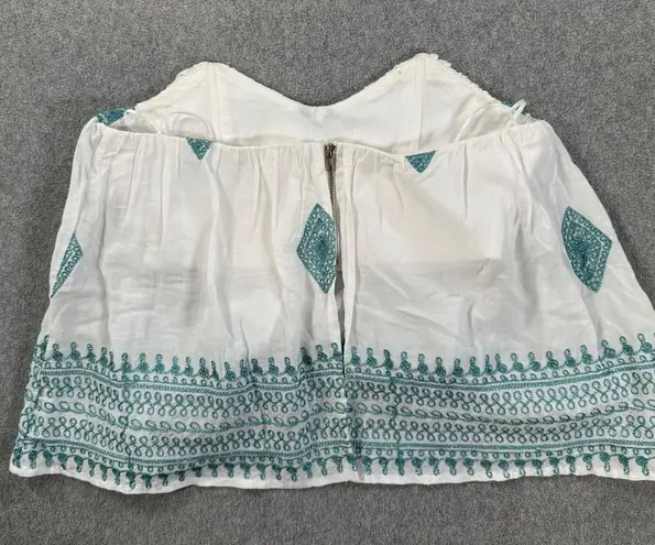 4SI3NNA Corset Strapless Cropped Boho Top Size Small White Metallic Embroidered