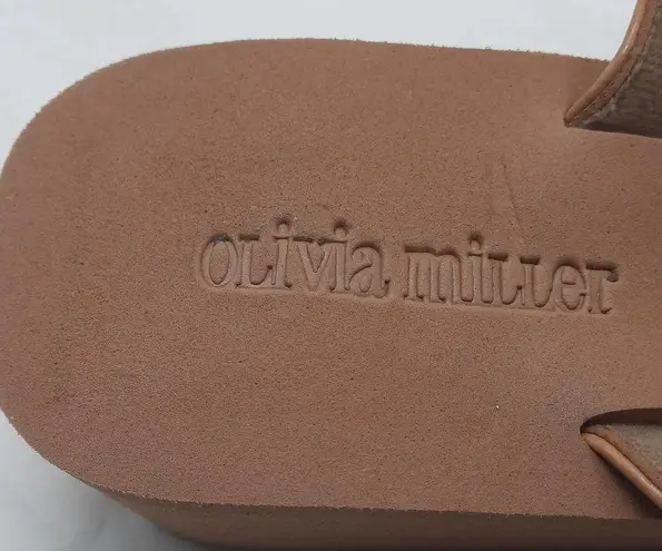 Olivia Miller Sandals Shoes Womens Size 7 Tan Beaded Thong Slip On