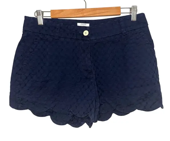 Crown & Ivy Crown‎ & Ivy Petite Navy Blue Shelby Shorts Women's 8P Scalloped Hem
