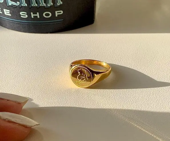 Silhouette Signet Ring, Gold Signet Ring, Chunky Gold Ring