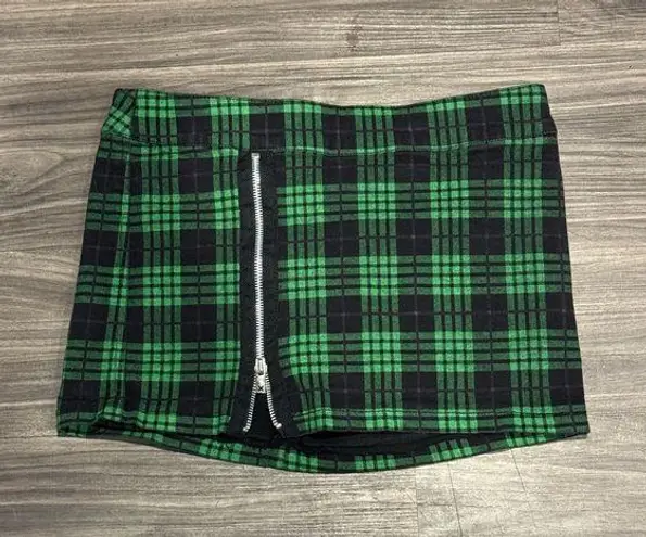 Tripp NYC Green & Black Plaid Mini Skirt | Size S