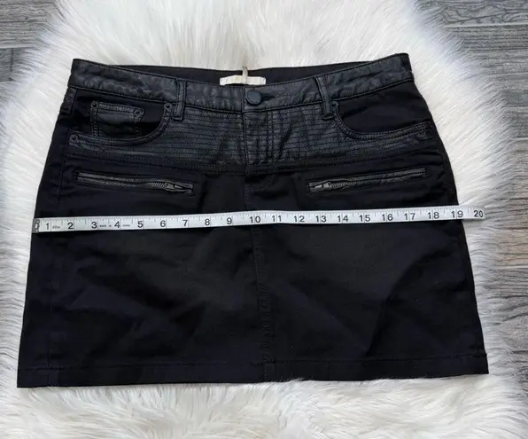 Maje Faux Leather Trim Black Mini Skirt