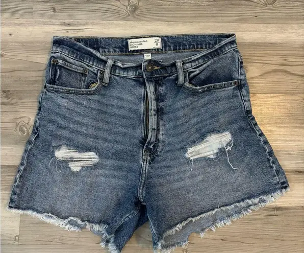 Abercrombie & Fitch  29/8 Curve Love High Rise Distressed Shorts