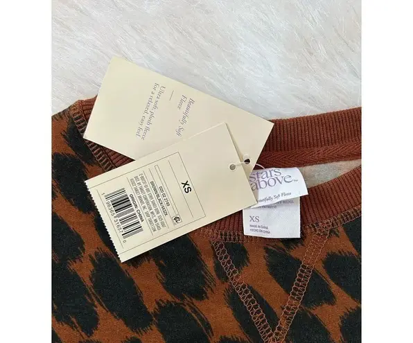 Stars Above Animal Leopard Print Soft Fleece Sweatshirt - Dark Brown Size XS
