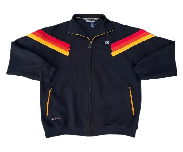 Rocawear Vintage Striped Black Red Track Zip Up Jacket