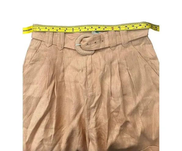 Farm Rio Pleated Front Tailored Linen Shorts Beige Women's Size Large NWT $145