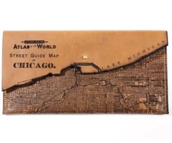 Tactile Craftworks Chicago Map Clutch Brown