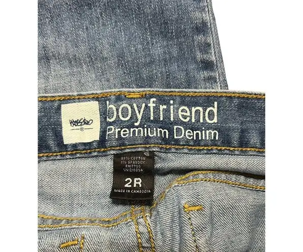 Mossimo Boyfriend Premium Denim Jeans Distressed Low Rise Size 2R Blue