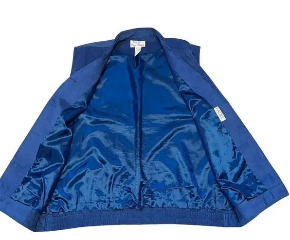 Vintage Da Rue Womens Vest Jacket Faux Suede Button Down Cobalt Blue Size 8