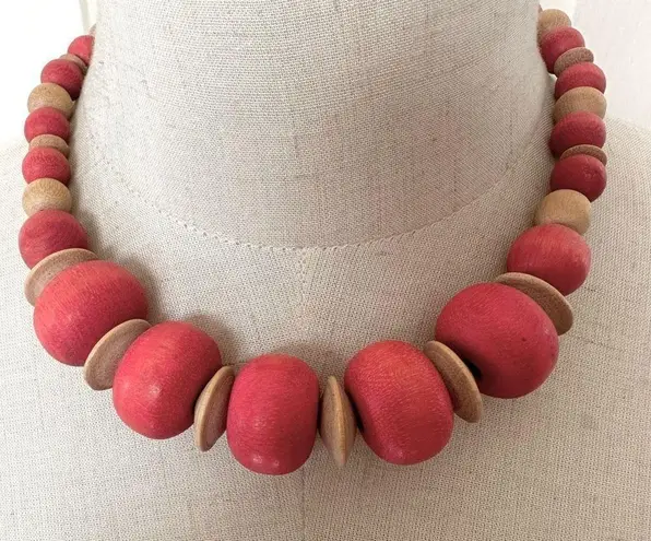 Pink and tan beaded necklace