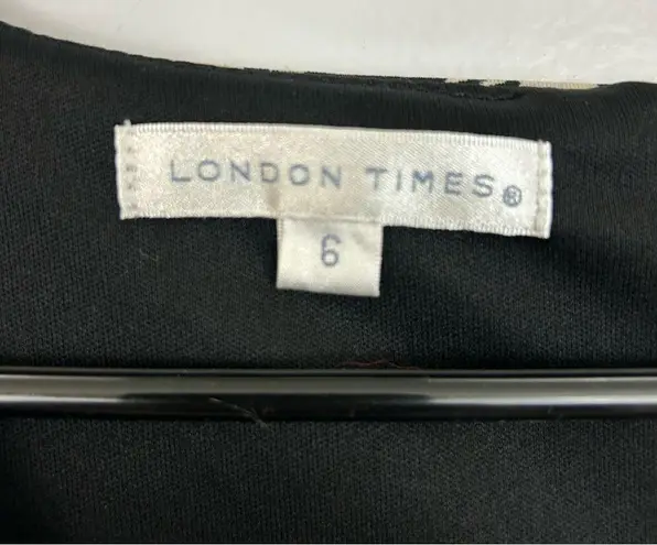 London Times Black & White Abstract Peplum Pencil Shift Dress Size 6