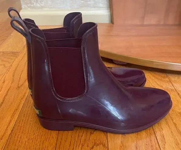 Ralph Lauren Lauren  Waterproof Rubber Boot Sz 7 Dark Purple Chelsea Rain Bootie