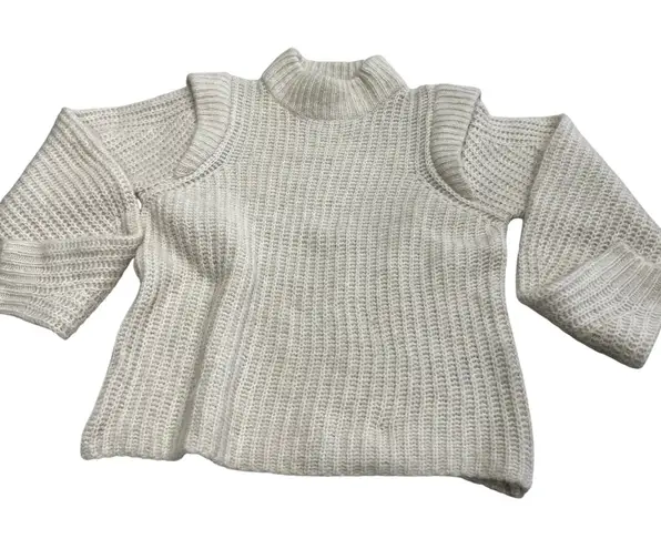 VERO MODA Shoulder Cutout Sweater Knit Mock Neck Top Women's Small Cream