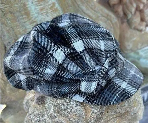 Mudd Womens Hat Newsboy Cabbie Plaid Black Gray Bow Preppy VTG Y2K from 