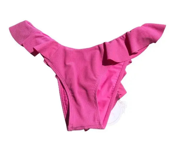 Gianni Bini x Jess Southern NWT Ribbed Ruffle Hipster Pink Bikini Bottom Large
