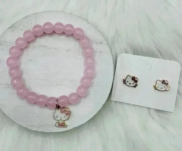 Hello Kitty Bracelet and Earring Bundle White