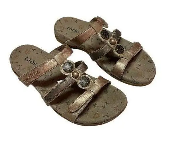 Taos Prize Comfort Sandal Womens EU 37 Bronze Metallic Slide Hook & Loop Size undefined