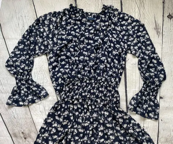 Lucca Couture Navy Smocked Ditzy Floral Print Dress NWT!