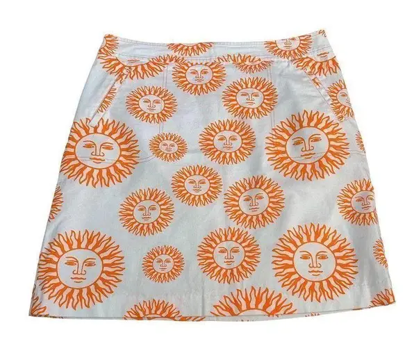 J. McLaughlin  Orange & White Sun Skirt Size 8