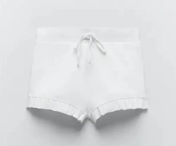 ZARA White Ruffle Shorts