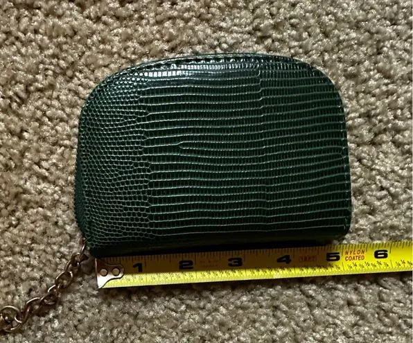 Anne Klein  Green Crocodile Leather Curved card holder and coin purse